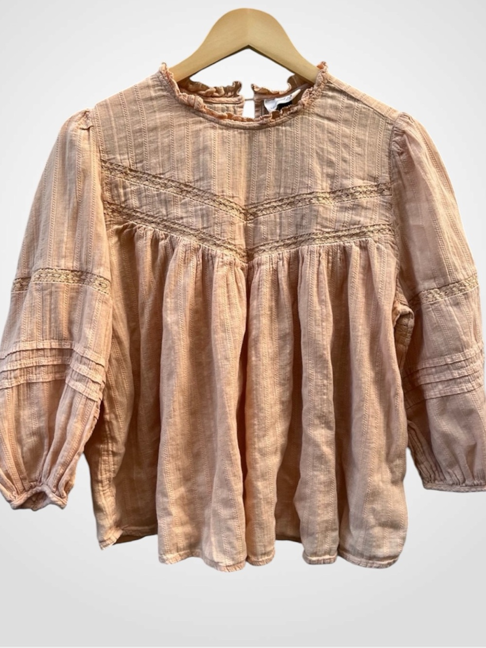 Universal Thread Peach Boho Lace Yoke Peasant Blouse